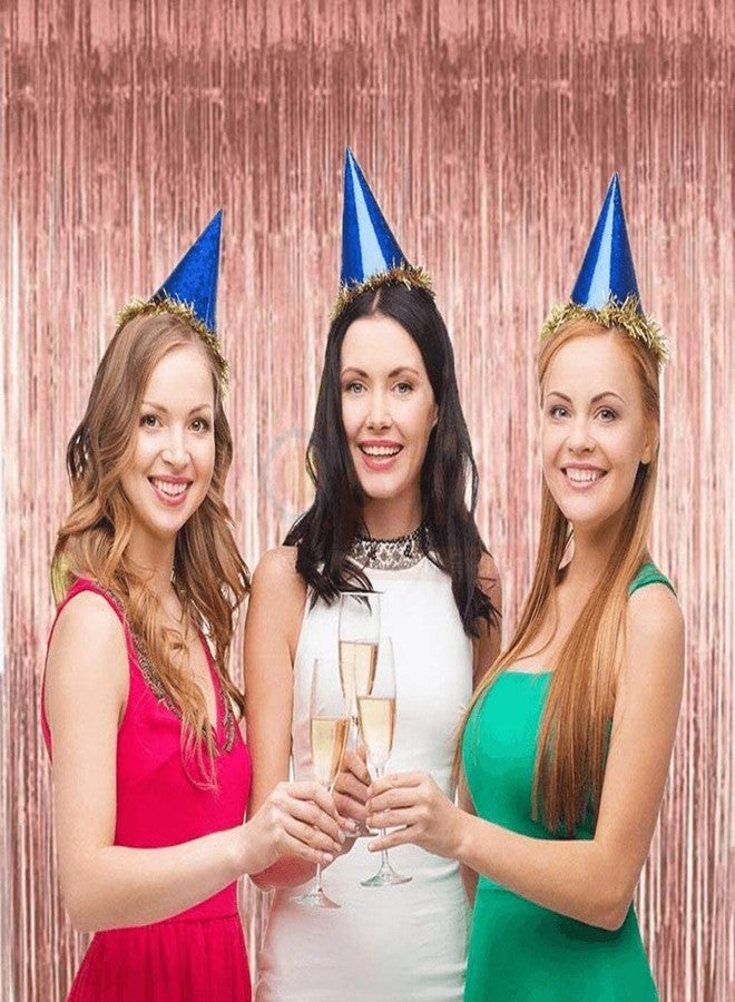 Propsicle Rose Gold Foil Fringe Curtains 4 x 6 ft Backdrop Set for Birthday, Anniversary, Bachelorette, Baby Shower, Wedding, Photo Booth, Doorway Decor - Pack of 4, Metallic Rose Gold - Image 4